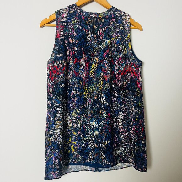 Cabi Blue Stained Glass Keyhole Sleeveless Blouse Medium - Picture 4 of 6